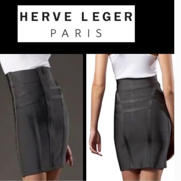 Herve Leger High Waist Zip Front Bandage Skirt - Picture 3 of 7